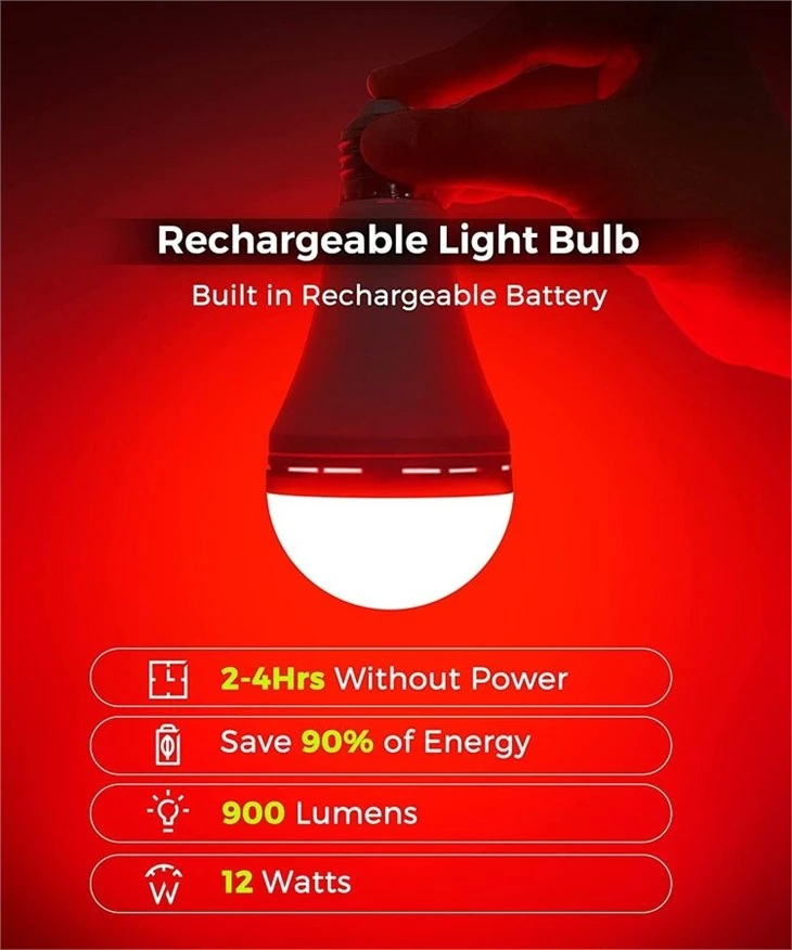battery powered red light bulb detail