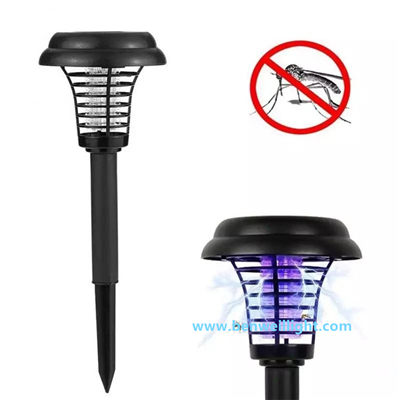 Soldriven myggdödarlampa Bug Zapper LED gräsmatta ljus insekt rund plast för inomhus utomhus trädgård